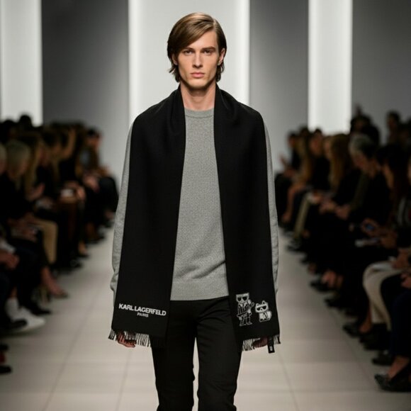 Authentic Karl Lagerfeld Paris Reversible Scarf NWT (Unisex) - Picture 2 of 16